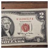 1963A $2 Red Seal United States Note  Fine but circulated - Jefferson :: note, pencil make on reverse