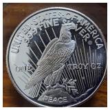 1 OZ .999 Fine Silver Bullion :: Peace & Liberty :: In God We Trust :: 31.01 grams :: Nice!