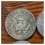 Lot of 4: 1964 Kennedy Half Dollars :: Circulated 90% Silver (4 coins  2 dollar face value)