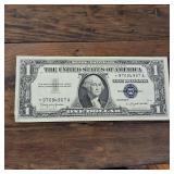 1957-B One Dollar Silver Certificate Star Note ? Blue Seal  Crisp Fancy Note :: High Number