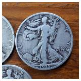 Lot of 3: 1934-35-36 Walking Liberty Half Dollars :: Circulated 90% Silver, 3 coins  1.5 dollars FV