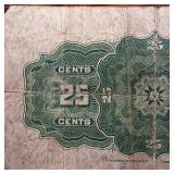 1923 Dominion of Canada 25 Cents Shinplaster Note Campbell/Clark Banknote  circulated Red Serial #