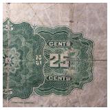 1923 Dominion of Canada 25 Cents Shinplaster Note Campbell/Clark Banknote  circulated Red Serial #