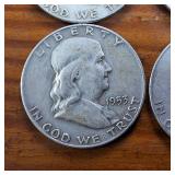 Lot Series of 4: 1951-D to 1954-D :: Franklin Half Dollars :: 90% silver :: .36 oz silver each :: $2 Face