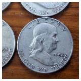 Lot Series of 4: 1951-D to 1954-D :: Franklin Half Dollars :: 90% silver :: .36 oz silver each :: $2 Face