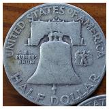Lot Series of 3: 1952-D 1953-D 1954-D :: Franklin Half Dollars :: 90% silver :: .36 oz silver ea.  $1.5 Face
