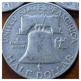 Lot Series of 3: 1952-D 1953-D 1954-D :: Franklin Half Dollars :: 90% silver :: .36 oz silver ea.  $1.5 Face