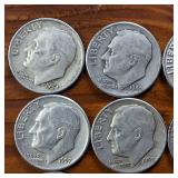 Large Lot of 20: Various Years Roosevelt Dimes :: 90% silver in circulated condition, 2 Dollar FV