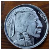 1 oz .999 Fine Silver Round Featuring Historic Buffalo and Indian Head Nickel :: (BU)