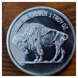 1 oz .999 Fine Silver Round Featuring Historic Buffalo and Indian Head Nickel :: (BU)