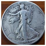 Lot of 4: 1941-44 Walking Liberty Half Dollars :: Circulated 90% Silver :: 4 coin sequential series