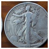 Lot of 4: 1941-44 Walking Liberty Half Dollars :: Circulated 90% Silver :: 4 coin sequential series