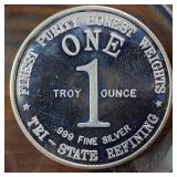 Tri-State-Refining :: Finest Purity Honest 1 Oz Silver Bullion .999 Fine Silver :: 1 God Bless :: Bell