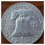 Lot of 4 series: 1960-1963 Franklin Half Dollars :: 90% silver, (Circulated 3 are Denver Mint) :: $2 Face