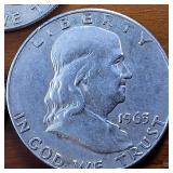 Lot of 3 series: 1961-1963 Franklin Half Dollars :: 90% silver,  $1.5 Face Value 3 circulated coins