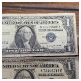 Lot of 3 Notes:  Series 1957A 1957D 1957D :: $1 Silver Certificates in circulated condition, Blue Seal