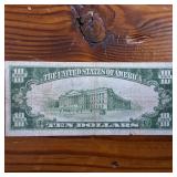 1928 FRN $10 Bill in circulated condition :: Redeemable in Gold :: Very Rare!