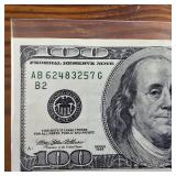 1996 $100 Federal Reserve Note - Rare Ink Bleed-Through / Overink Error : crisp in plastic slip