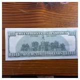 1996 $100 Federal Reserve Note - Rare Ink Bleed-Through / Overink Error : crisp in plastic slip