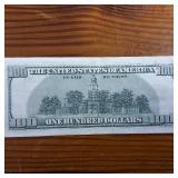 1996 $100 Federal Reserve Note - Rare Ink Bleed-Through / Overink Error : crisp in plastic slip