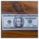 Rare 2001 $20 Federal Reserve Note - Significant Miscut/Offset Error : VF circulated condition