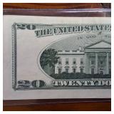 Rare 2001 $20 Federal Reserve Note - Significant Miscut/Offset Error : VF circulated condition