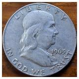 Lot of 4: Really Nice Franklin Half Dollars from 1963 :: Shiny, nice lines: .36 oz silver each, Circulated