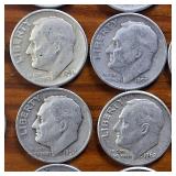 Large Lot of 30: Various Years Roosevelt Dimes :: 90% silver in circulated condition, 3 Dollar FV