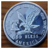 Tri-State-Refining :: Finest Purity Honest 1 Oz Silver Bullion .999 Fine Silver :: 1 God Bless :: Big 1