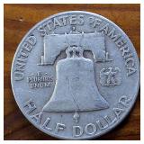 Lot of 4: 1951-54D Franklin Half Dollars :: 90% silver :: .36 oz silver each :: $2 Dollar Face