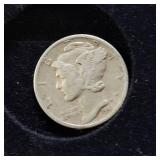 HUGE LOT! Nice Wooden Display case: 90% Silver Mercury Dimes(25) & 90% Silver Quarters(13)