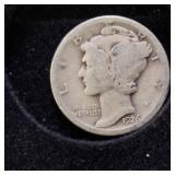 HUGE LOT! Nice Wooden Display case: 90% Silver Mercury Dimes(25) & 90% Silver Quarters(13)