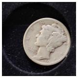 HUGE LOT! Nice Wooden Display case: 90% Silver Mercury Dimes(25) & 90% Silver Quarters(13)