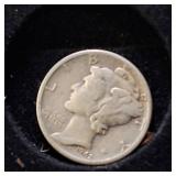 HUGE LOT! Nice Wooden Display case: 90% Silver Mercury Dimes(25) & 90% Silver Quarters(13)