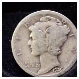 HUGE LOT! Nice Wooden Display case: 90% Silver Mercury Dimes(25) & 90% Silver Quarters(13)