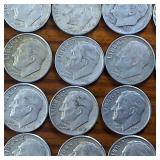 Large Lot of 40: Various Years  90% silver Dimes (2Mercs + Roosevelts) circulated $4 Face Value