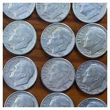 Large Lot of 40: Various Years  90% silver Dimes (2Mercs + Roosevelts) circulated $4 Face Value