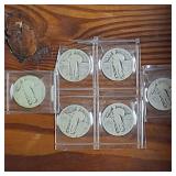 Lot of 6: Very Old 90% Standing Libertty Quarters (various years) $1.5 face value