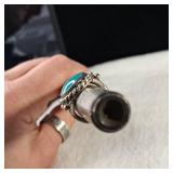 Small size - Heavy Sterling - Turquoise Ring - 8.2g  Nice!