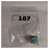 Small size - Heavy Sterling - Turquoise Ring - 8.2g  Nice!