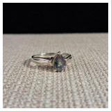 Mystic Topaz Solitare - Pear Shape - .925 - Sterling Silver - Size 7.25  2.3g