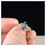 Mystic Topaz Solitare - Pear Shape - .925 - Sterling Silver - Size 7.25  2.3g