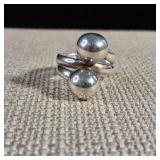 Turkish Made - Sterling Silver - Large Ball Ring - Sz 7.75 - 8 +/-  Adjustable - 8.5g