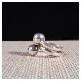 Turkish Made - Sterling Silver - Large Ball Ring - Sz 7.75 - 8 +/-  Adjustable - 8.5g