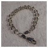 Italy - Sterling - 7 inch - Unique Beaded Chain - Large Link Bracelet - 8.99g