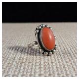Vintage - Coral '800' - (80% Silver) Ring - Size 5 - 3.1g