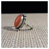 Vintage - Coral '800' - (80% Silver) Ring - Size 5 - 3.1g
