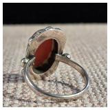 Vintage - Coral '800' - (80% Silver) Ring - Size 5 - 3.1g