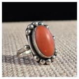 Vintage - Coral '800' - (80% Silver) Ring - Size 5 - 3.1g
