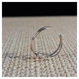 Adjustable Toe RIng - Dainty little squiggle with/ center bead - .57g - Sterling Silver